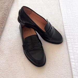 J. Crew Classic Tab Penny Loafers in Black Spazzolato Leather